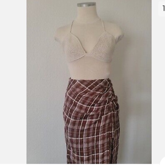 Zara burgundy Plaid Slit Midi Skirt - Picture 4 of 9